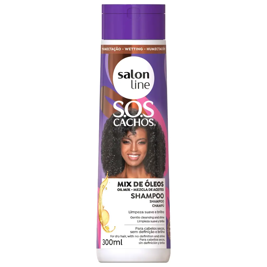 Shampooing - SOS Boucles - Mélange d'Huiles - Nettoie en Douceur et Nourrit Profondément les Boucles - Salon Line 300ml