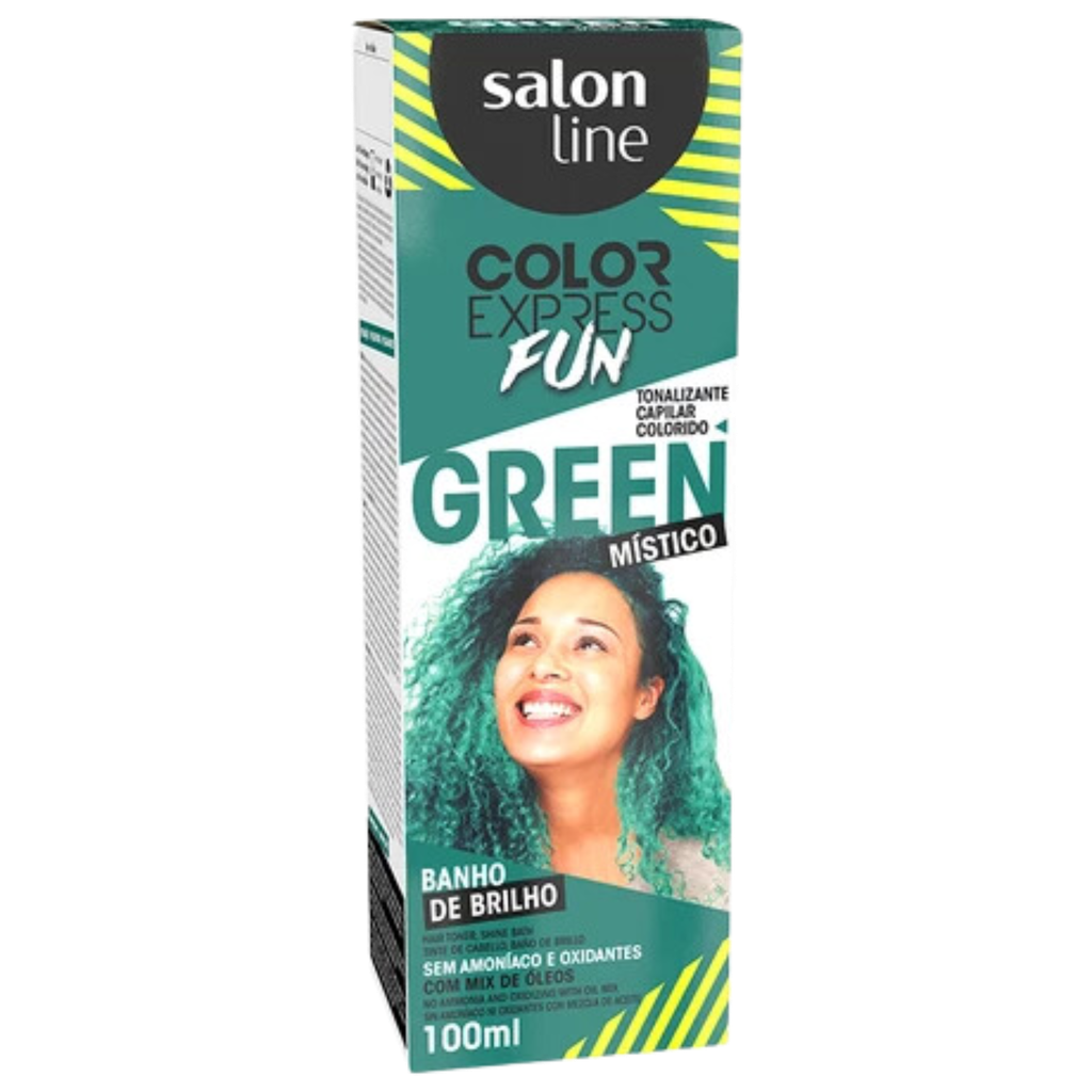 Tonalizante Verde Temporário - Color Express Fun - Adiciona Tom Verde Vibrante e Brilho - Salon Line 100ml