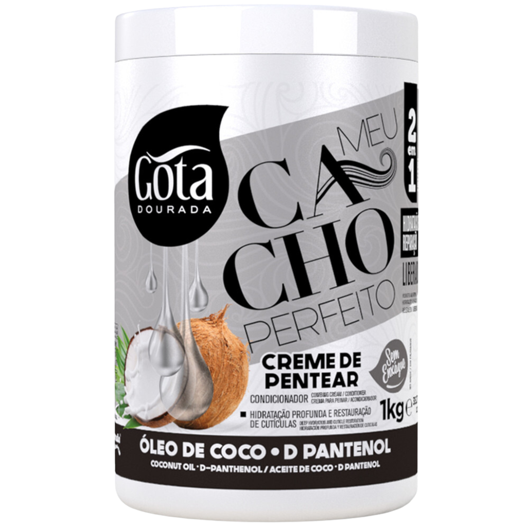 [7897158726370] Crème Coiffante "Meu Cacho Perfeito Coco d'Pantenol" Gota Dourada 1kg