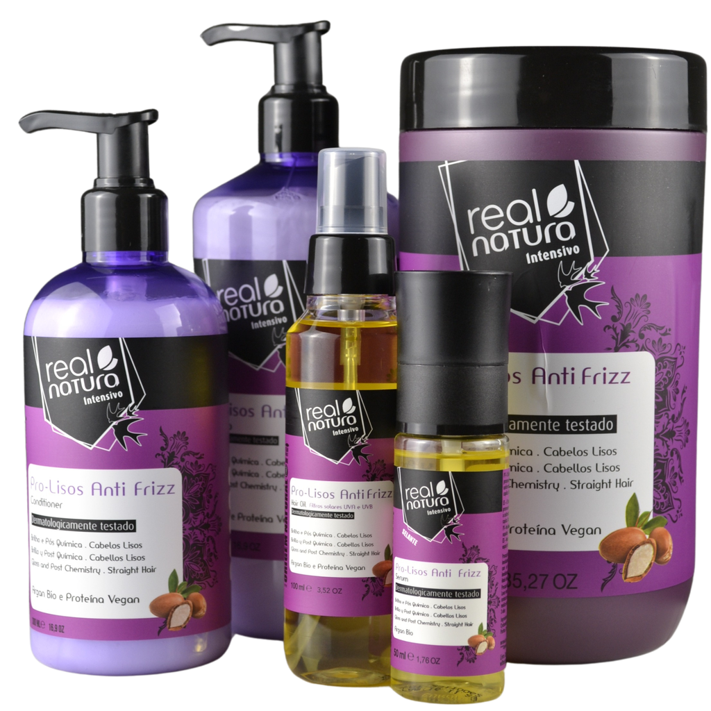 Kit for Straight Hair - Pro-Lisos - Real Natura Shampoo, Conditioner, Mask, Oil, Serum