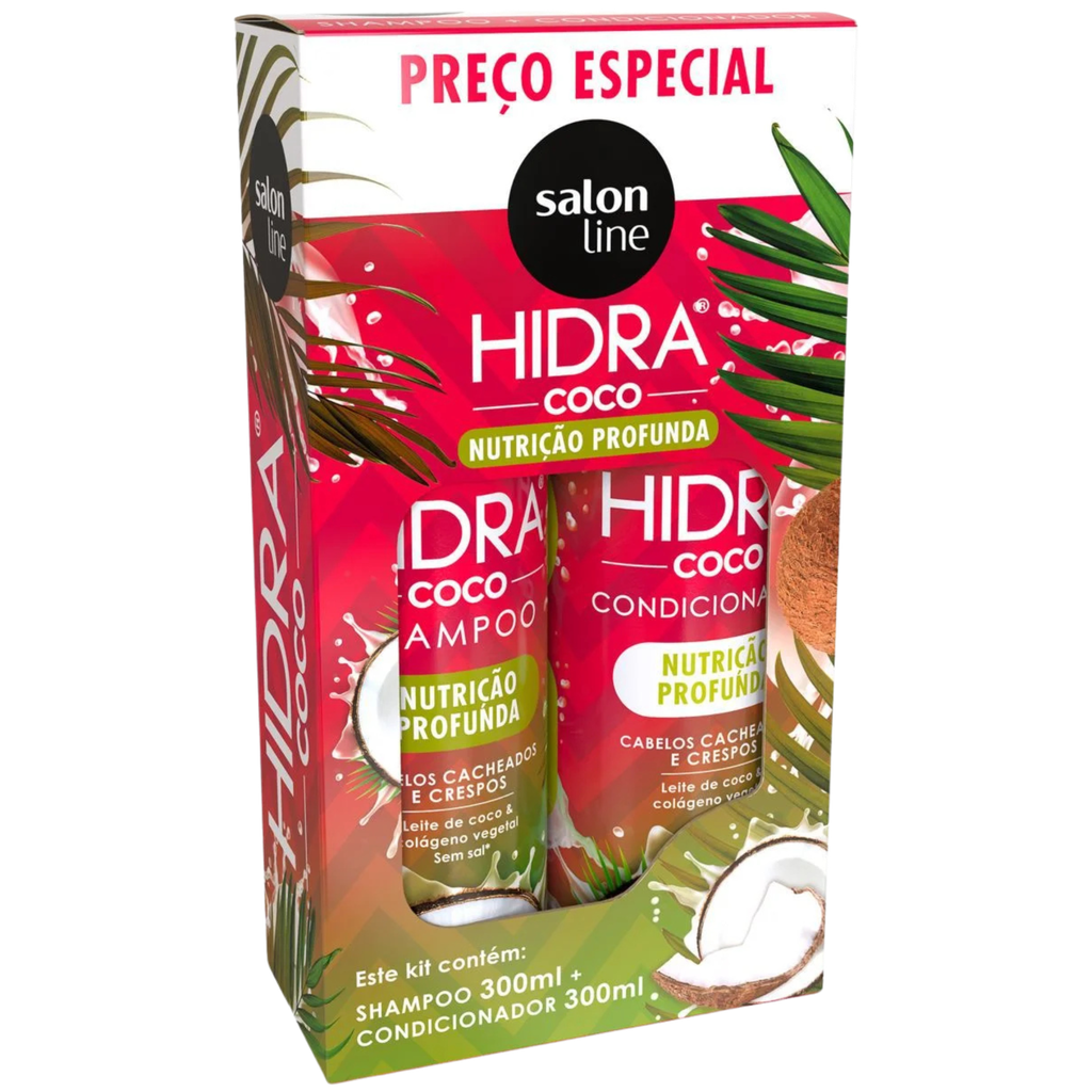 [7898968070776] Kit Champô + Condicionador "Hidra - Leite de Coco" Salon Line 300+300ml
