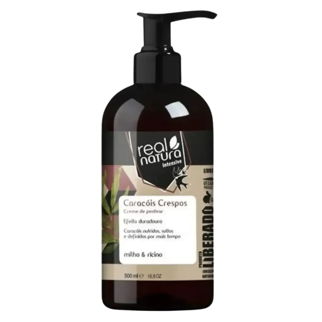 Coily Leave-In Cream - Caracóis Crespos - Corn and Castor Oil - Real Natura 500ml