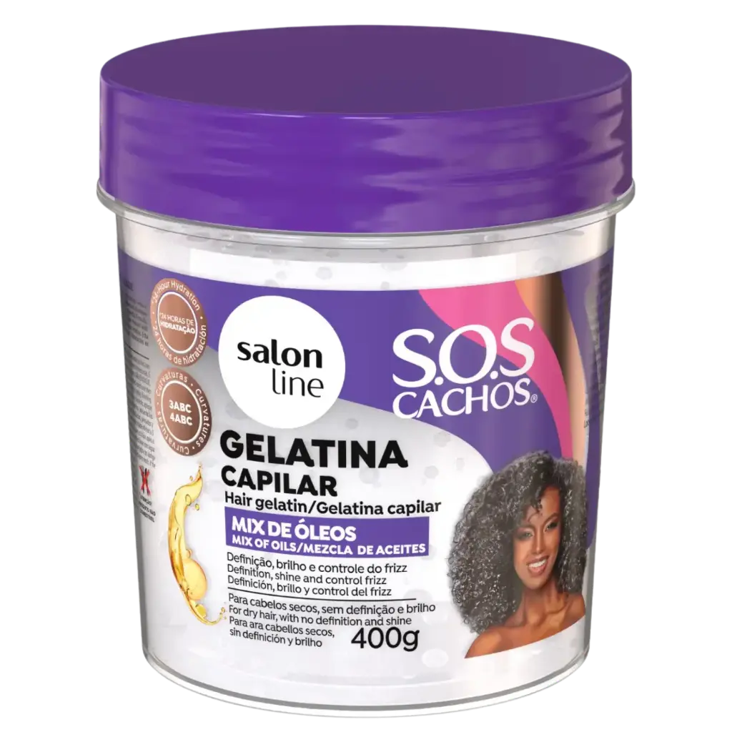 [7908458325436] Gélatine Capillaire Hydratante - Mix Huiles SOS Boucles - Salon Line 400g