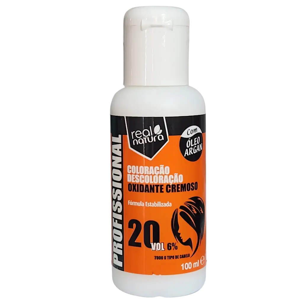 Oxidante Cremoso com Óleo de Argan - 20Vol 6%  - Coloração e Descoloração - Real Natura 100ml
