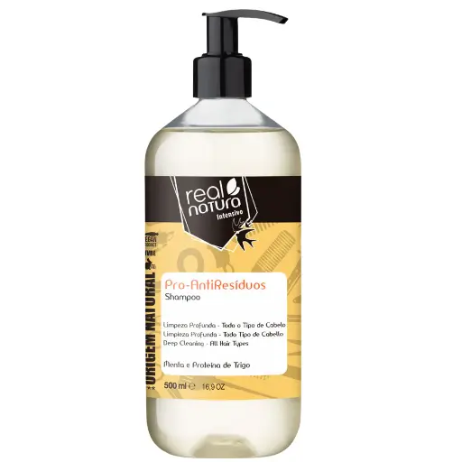 [5600493403026] Deep Cleansing Shampoo - Pro-AntiResíduos - Mint and Wheat Protein - All Hair Types - Real Natura 500ml