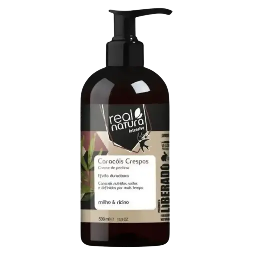 [5600493409776] Coily Leave-In Cream - Caracóis Crespos - Corn and Castor Oil - Real Natura 500ml